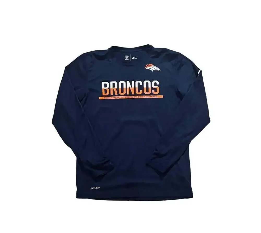 Nike Denver Broncos NFL Dri-Fit Navy Blue Long Sleeve T-Shirt